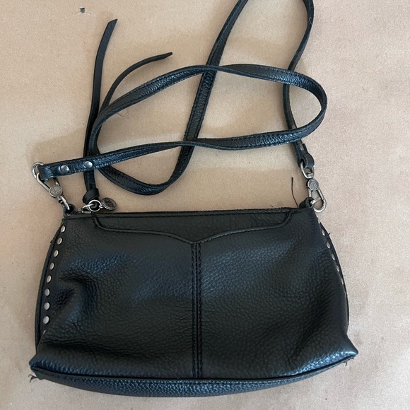 The Sak Silver lake Black Genuine Pebbled Leather Removable Strap Crossbody Bag